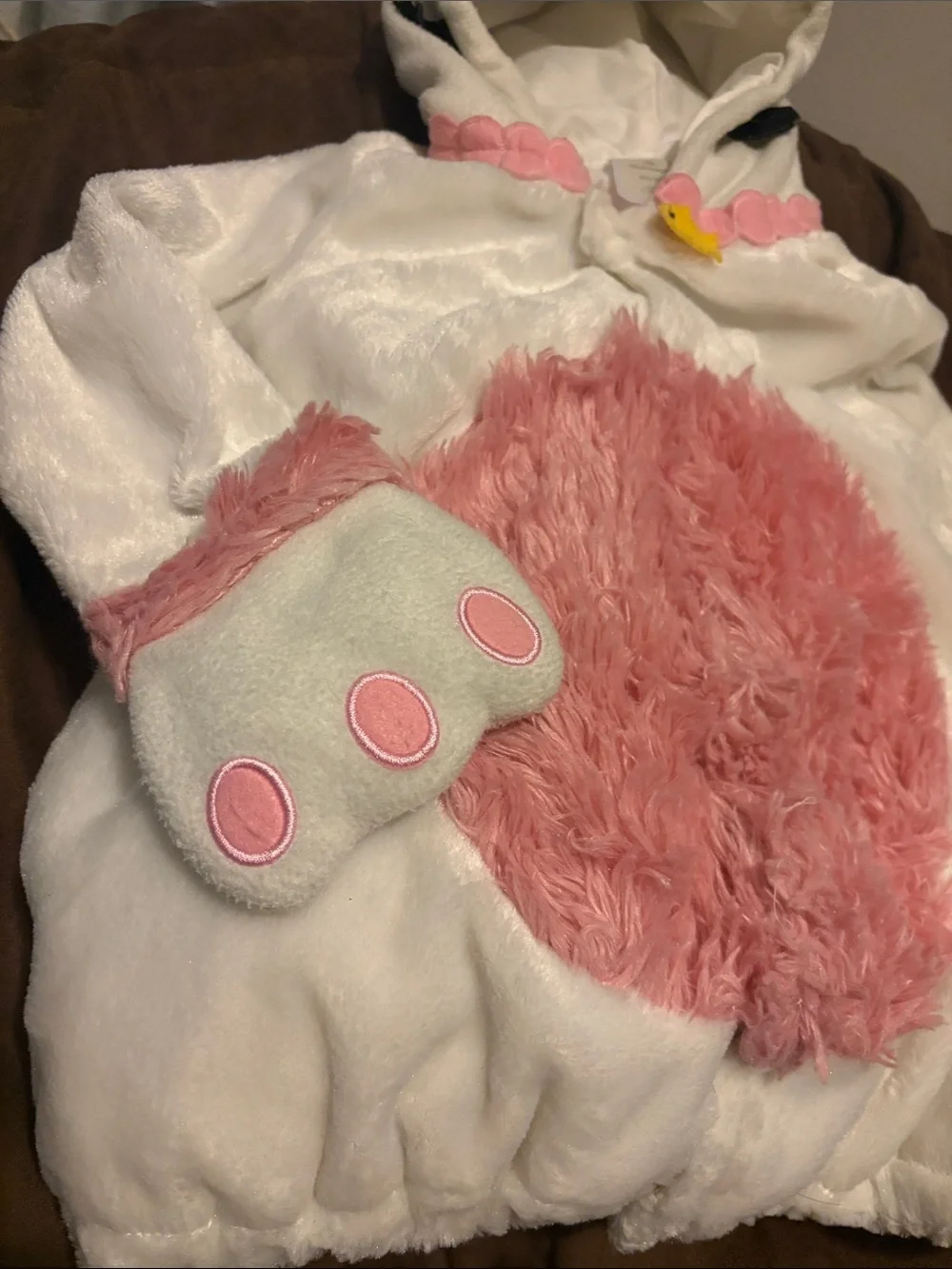 Old Navy White and Pink Plush Cat Costume Hoodie